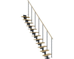 Pertura Mittelholmtreppe Spiros Anthrazit Gerade 65 cm Relinggeländer Eiche Lackiert 13 Stufen / 14 Steigungen