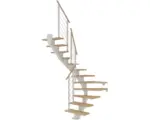 Hornbach Pertura Mittelholmtreppe Alena Weiß 1/2-gewendelt 85 cm Relinggeländer Buche Leimholz Geölt 13 Stufen / 14 Steigungen