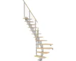 Hornbach Pertura Mittelholmtreppe Malva Perlgrau 1/4 gewendelt unten links/rechts 75 cm Buche Leimholz Geölt 12 Stufen / 13 Steigungen