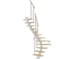 Pertura Mittelholmtreppe Malva Weiß 1/2-gewendelt 75 cm Buche Leimholz Geölt 12 Stufen / 13 Steigungen
