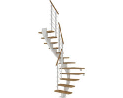 Pertura Mittelholmtreppe Malva Weiß 1/2-gewendelt 75 cm Eiche Geölt 11 Stufen / 12 Steigungen