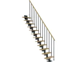 Pertura Mittelholmtreppe Spiros Anthrazit Gerade 75 cm Stabgeländer Eiche Lackiert 14 Stufen / 15 Steigungen