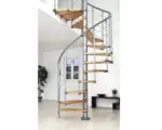 Hornbach Pertura Spindeltreppe Koralia Buche Leimholz Ø 140 cm Grau 11 Stufen 12 Steigungen