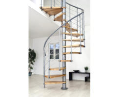 Pertura Spindeltreppe Koralia Buche Leimholz Ø 160 cm Grau 11 Stufen 12 Steigungen