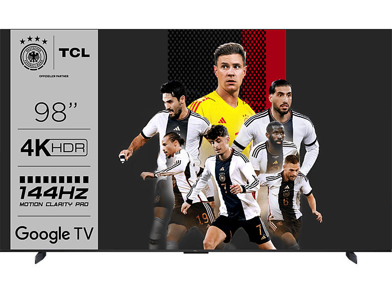 TCL 98UHD870 (98 Zoll, 4K HDR TV mit Google und Game Master Pro 2.0, 144Hz Motion Clarity Pro, Sprachassistent); LED TV