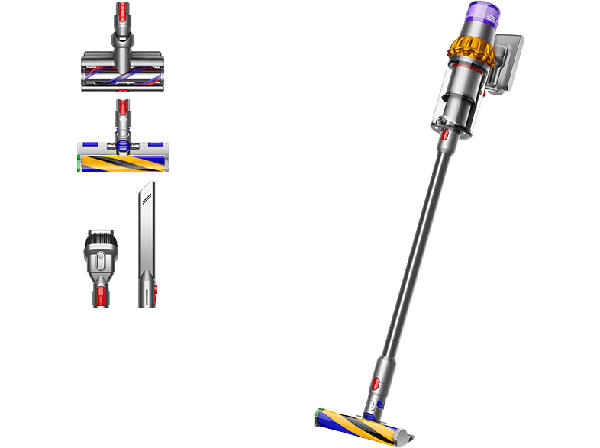 Dyson V15 Detect Absolute Akku Staubsauger (0,76 l, Akkulaufzeit: 60 min, Nickel Satin Gelb/Glanz Nickel)