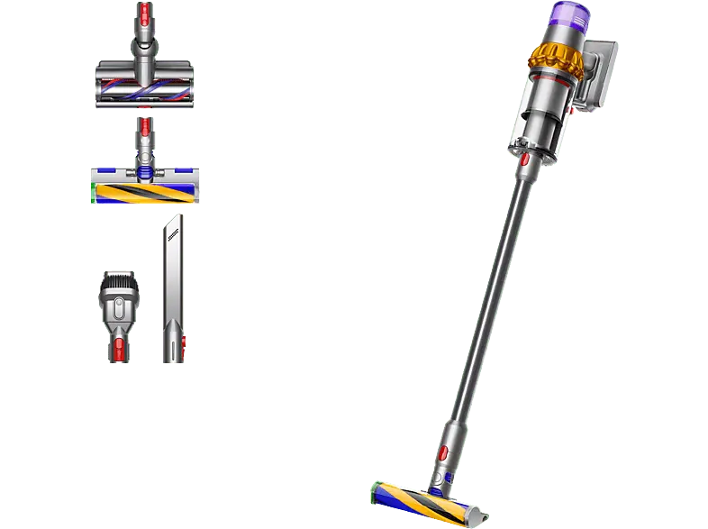 Dyson V15 Detect Absolute Akku Staubsauger (0,76 l, Akkulaufzeit: 60 min, Nickel Satin Gelb/Glanz Nickel)