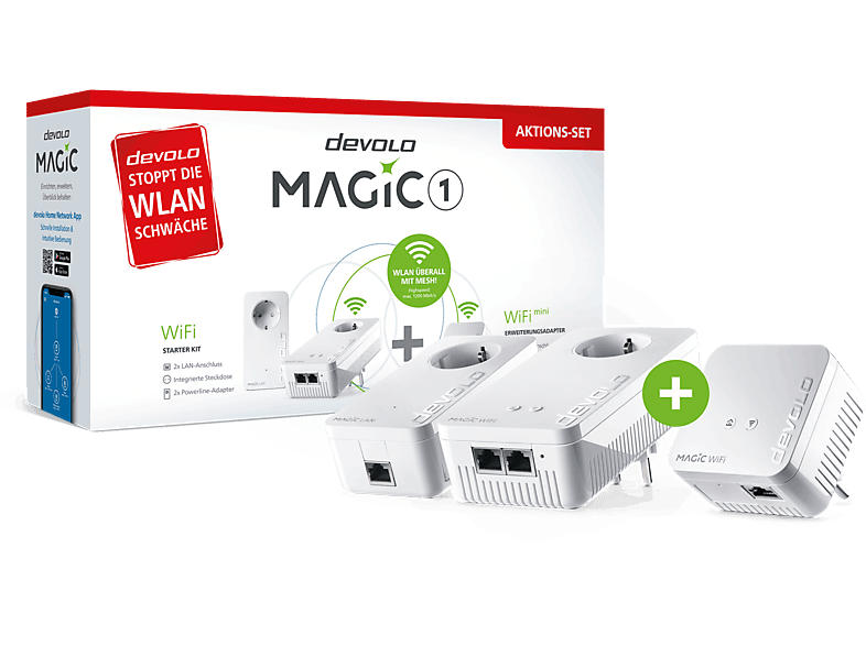 Devolo Magic 1 WiFi Starter Kit mit Mini Erweiterung; Powerline