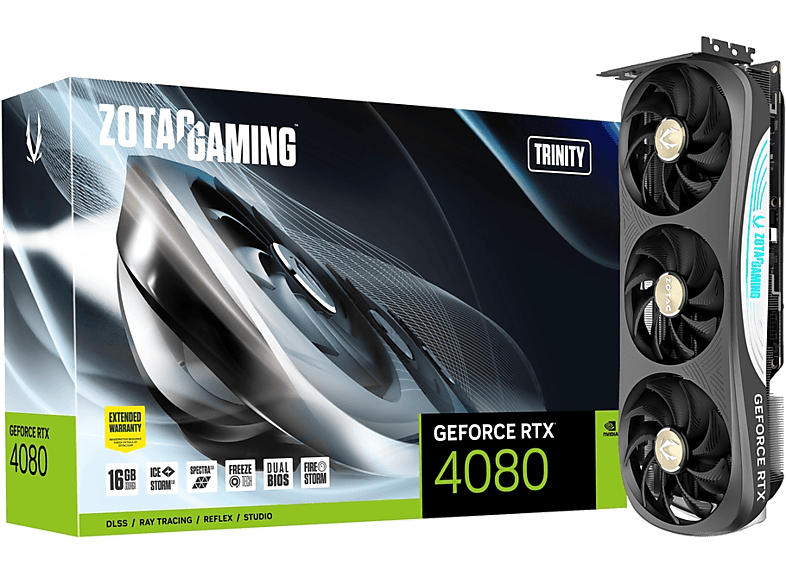 Zotac Grafikkarte GeForce RTX 4080 16GB Trinity, GDDR6X, 22.4 Gbps, 256Bit