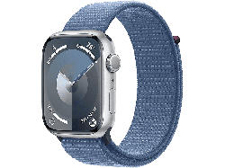 Apple Watch Series 9 GPS 45mm Aluminiumgehäuse, Sport Loop, Silber/Winterblau; Smartwatch