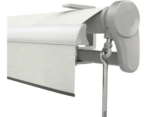 SOLUNA Gelenkarmmarkise Trend 5,5x4 Stoff Dessin U190 Gestell Silber eloxiert inkl. Motor, Wandschalter,Nothandkurbel, Sonnen und Windwächter