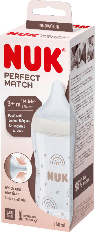 Nuk Babyflasche Perfect Match, beige, ab 3 Monaten, 260 ml