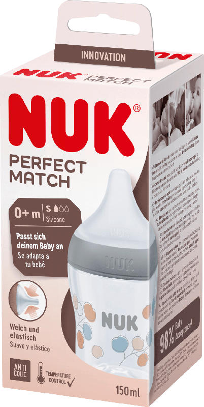 Nuk Babyflasche Perfect Match, grau, 0-6 Monate, 150ml