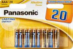 Piles alcalines Power Panasonic , LR03 AAA, 20 pièces