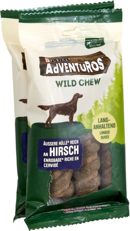 Snack pour chiens Wild Chew Cerf Adventuros Paleo Purina, 2 x 150 g