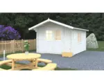 Hornbach Gartenhaus Palmako Sally 10,2 m² inkl. Fußboden und Vordach 300 x 360 cm natur