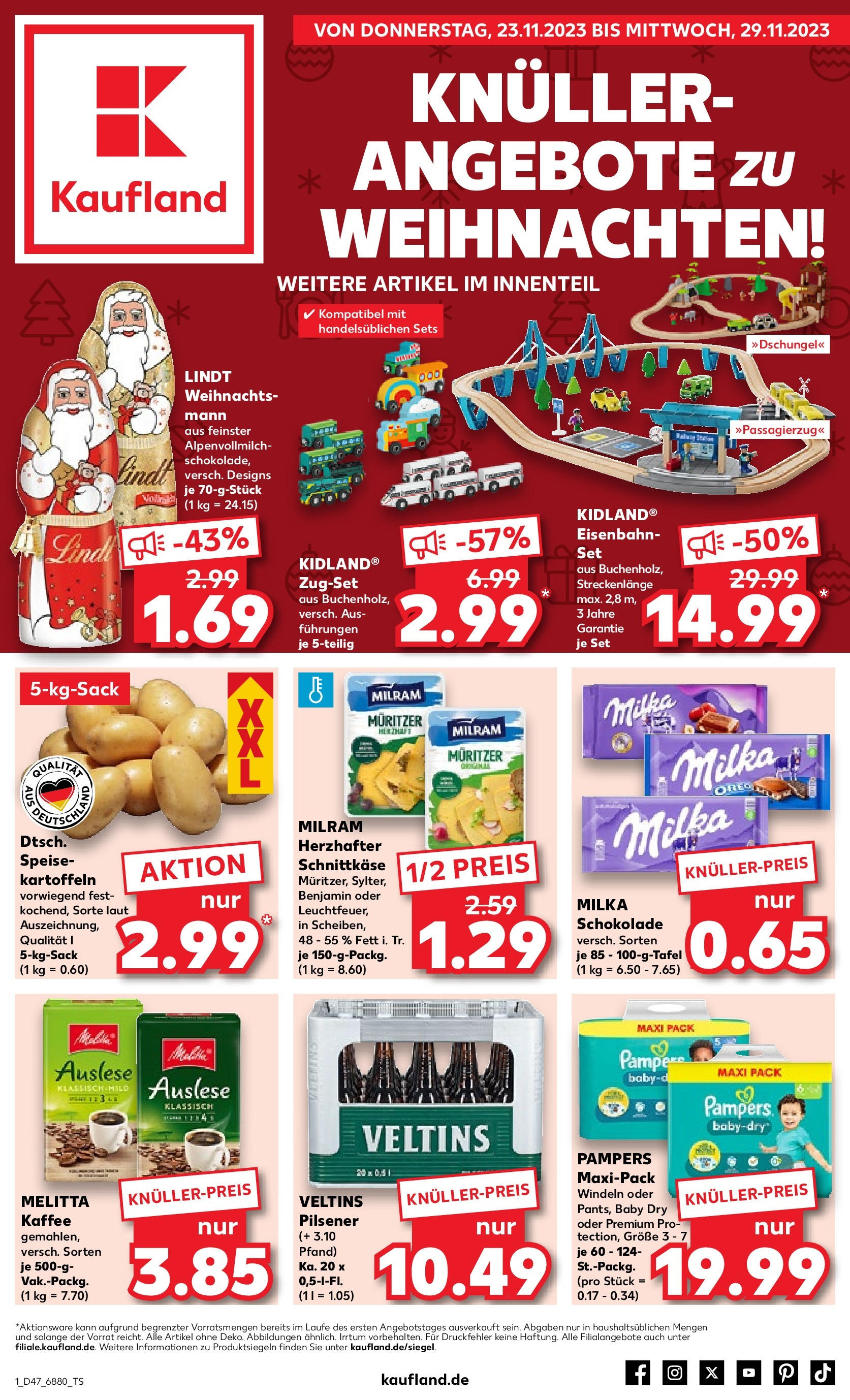 Kaufland - Rheinland-Pfalz (ab 23.11.2023) » Angebote Online zum Blättern | Seite: 1 | Produkte: Kartoffeln, Pampers, Melitta, Kaffee