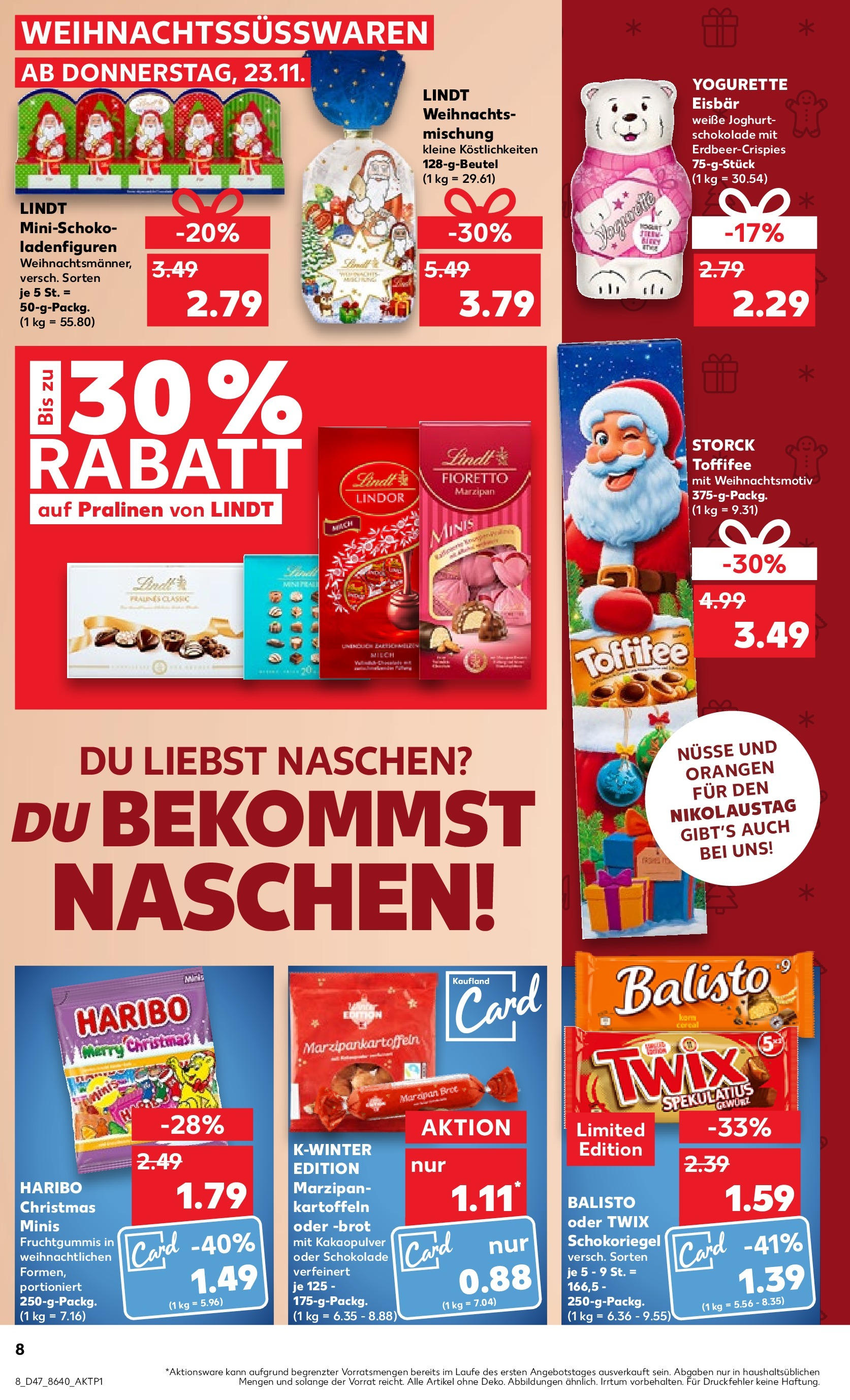 Kaufland - Nordrhein - Westfalen (ab 23.11.2023) » Angebote Online zum Blättern | Seite: 8 | Produkte: Kartoffeln, Brot, Nüsse, Milch