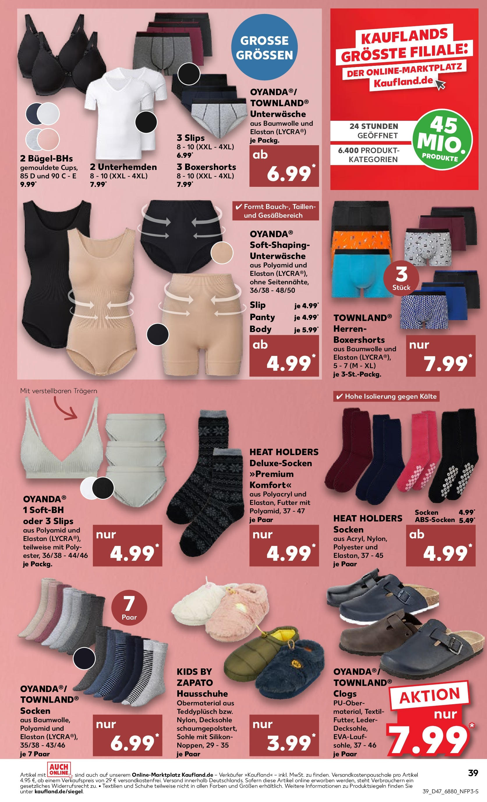 Kaufland - Saarland (ab 23.11.2023) » Angebote Online zum Blättern | Seite: 39 | Produkte: Unterwäsche, Socken, Slip, Hausschuhe