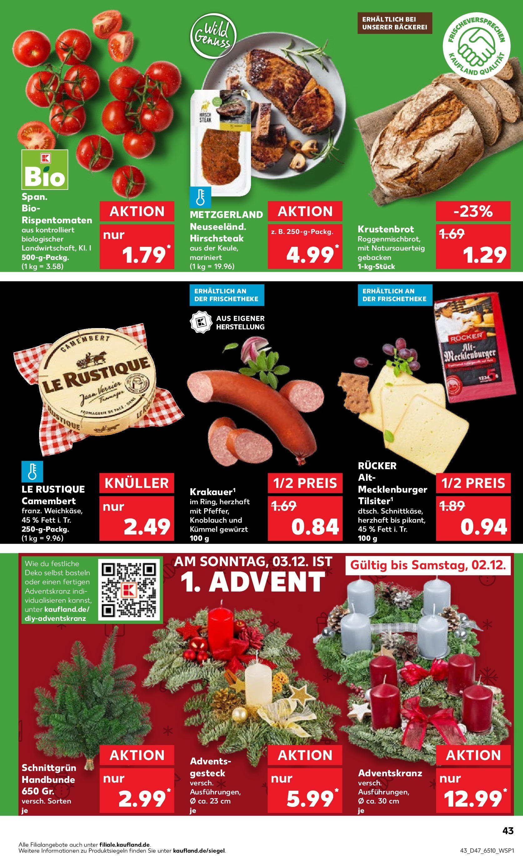 Kaufland - Rheinland-Pfalz (ab 23.11.2023) » Angebote Online zum Blättern | Seite: 43 | Produkte: Knoblauch, Bäckerei