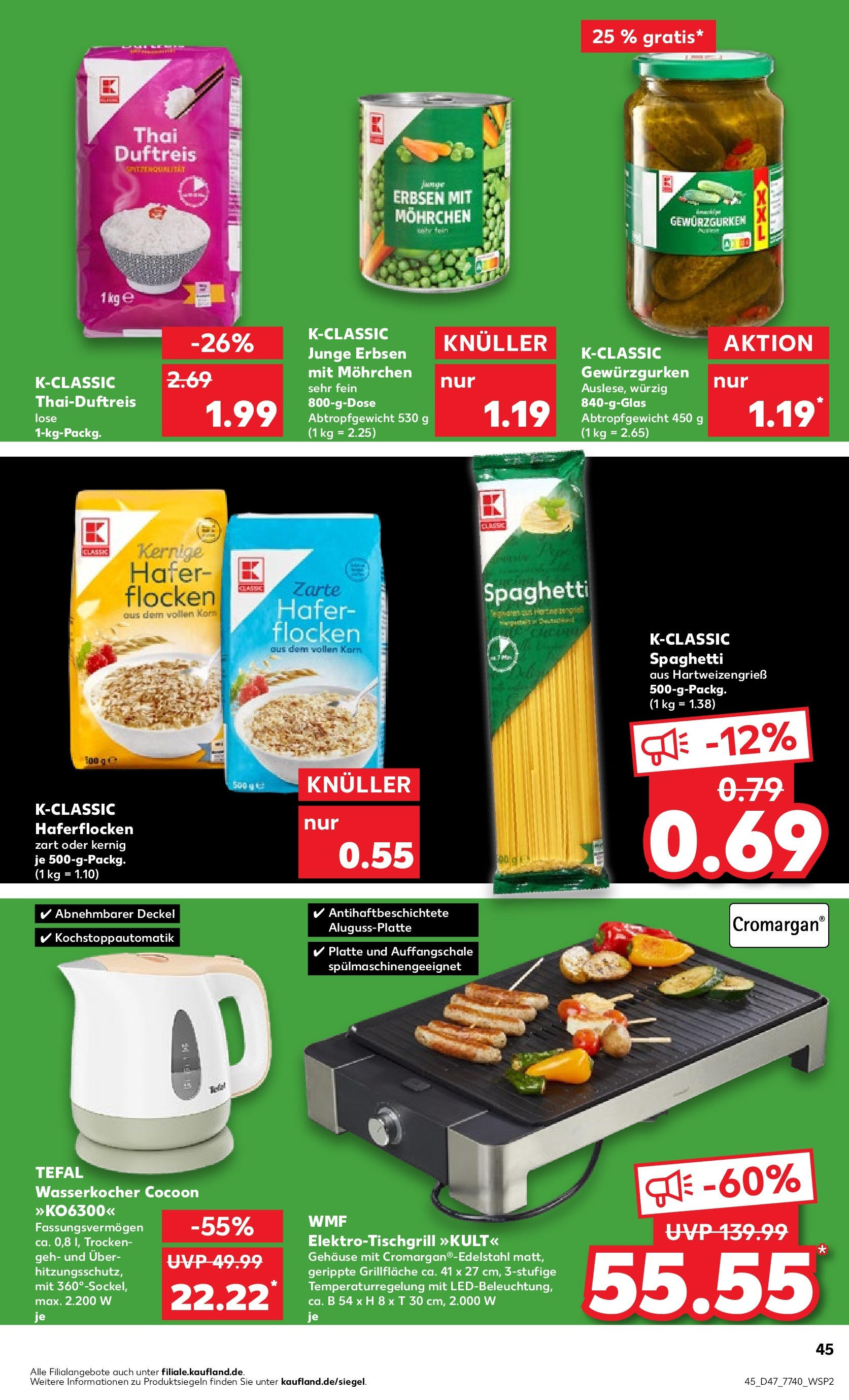 Kaufland - Rheinland-Pfalz (ab 23.11.2023) » Angebote Online zum Blättern | Seite: 45 | Produkte: Flocken, Erbsen, Wasserkocher