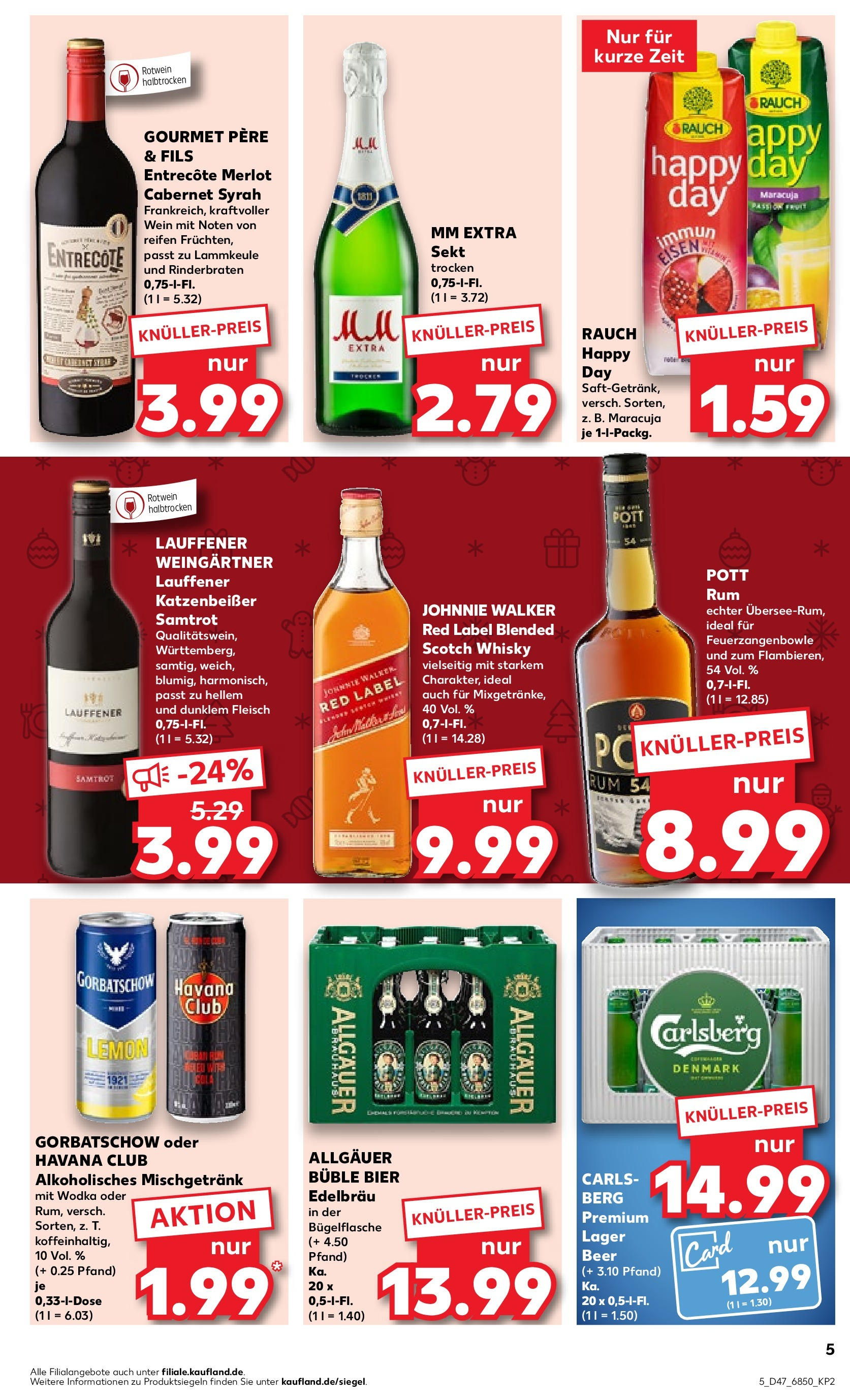 Kaufland - Bayern (ab 23.11.2023) » Angebote Online zum Blättern | Seite: 5 | Produkte: Wodka, Rotwein, Sekt, Merlot