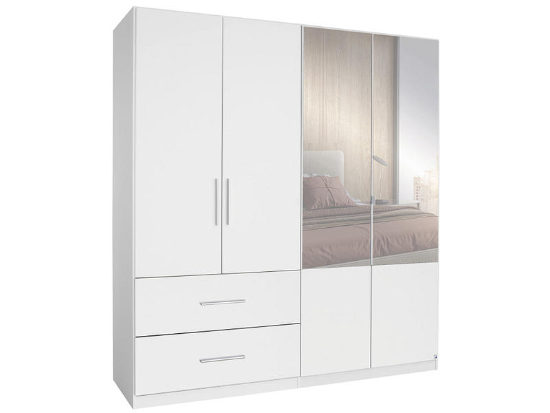 Armoire portes battantes WILLOW blanc 4 portes 2 tiroirs