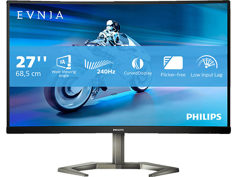 Philips Evnia 27M1C5200W/00 Curved Gaming Monitor, 27 Zoll FHD, 4ms GtG, 240Hz, VA Panel, 300cd, sRGB 121%, Schwarz
