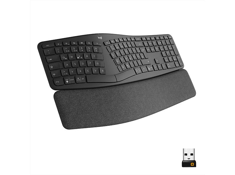 Logitech Tastatur Ergo K860, Handballenauflage, natürliches Tippen, USB/Bluetooth, Windows/Mac, DE