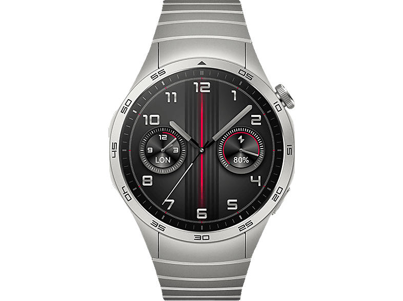 Huawei Watch GT4 46mm, silber, Edelstahl-Armband; Smartwatch