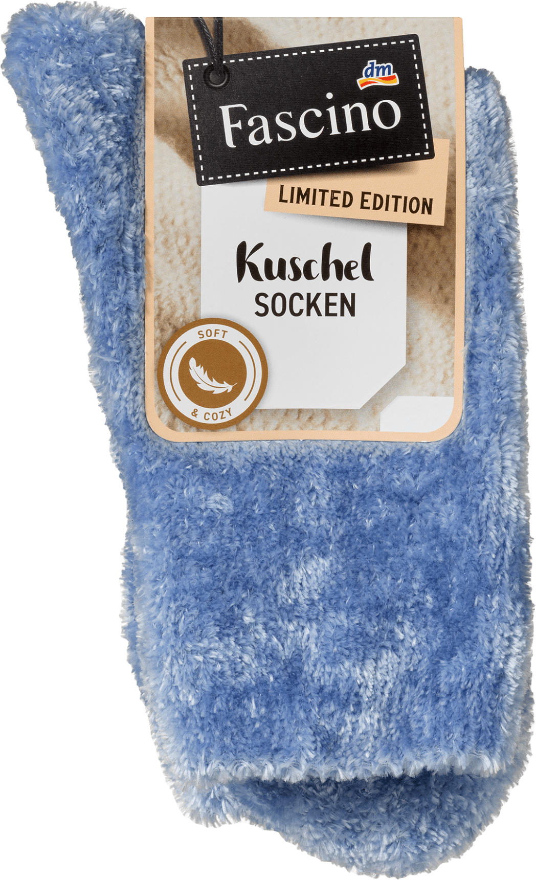 Fascino Kuschelsocken mit Chenille-Garn, blau, Gr. 35-38
