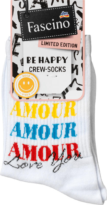 Fascino Crew Socken "Amour", weiß & bunt, Gr. 39-42
