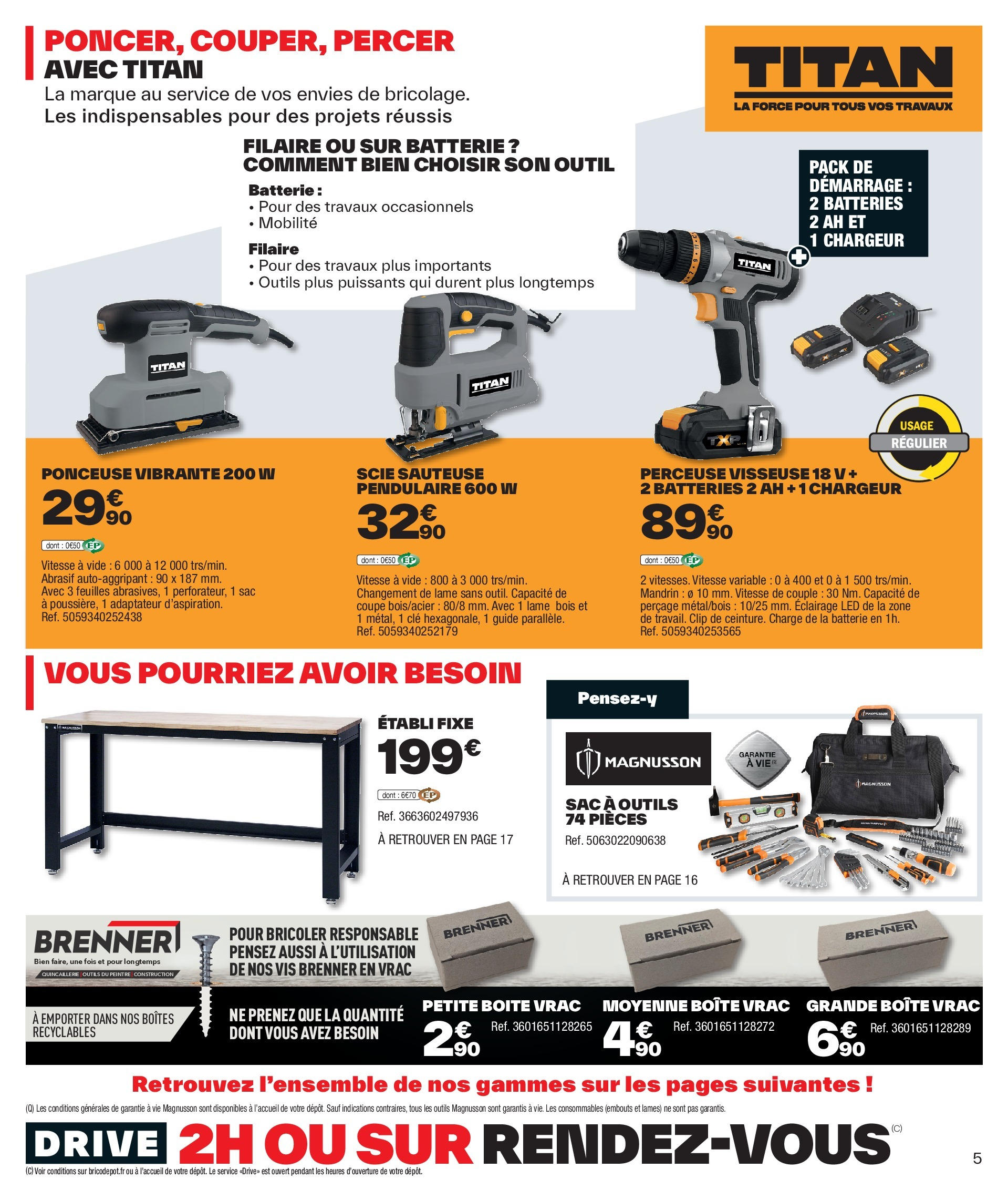 Brico Dépôt catalogue à partir du 17/11/2023 - promo en ligne | Page: 5 | Produits: Sac, Adaptateur, Perceuse, Clé Brico Dépôt catalogue à partir du 17/11/2023 - promo en ligne | Page: 5 | Produits: Sac, Adaptateur, Perceuse, Clé