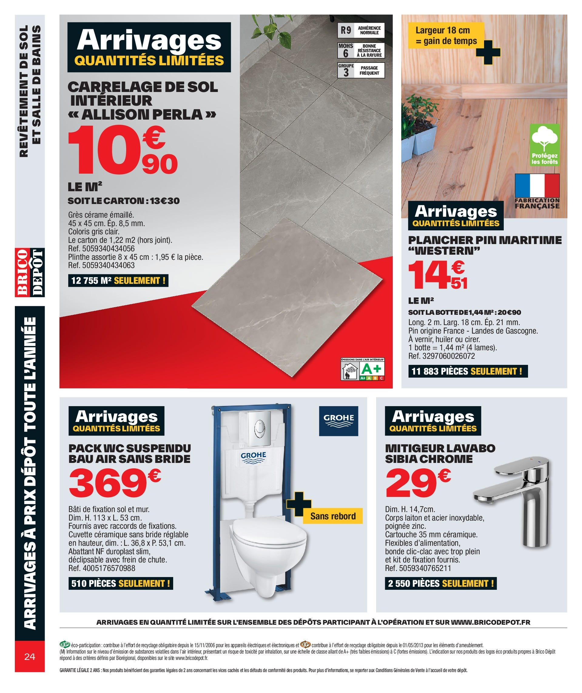 Brico Dépôt catalogue à partir du 17/11/2023 - promo en ligne | Page: 24 | Produits: Lavabo, Cartouche, Plinthe Brico Dépôt catalogue à partir du 17/11/2023 - promo en ligne | Page: 24 | Produits: Lavabo, Cartouche, Plinthe