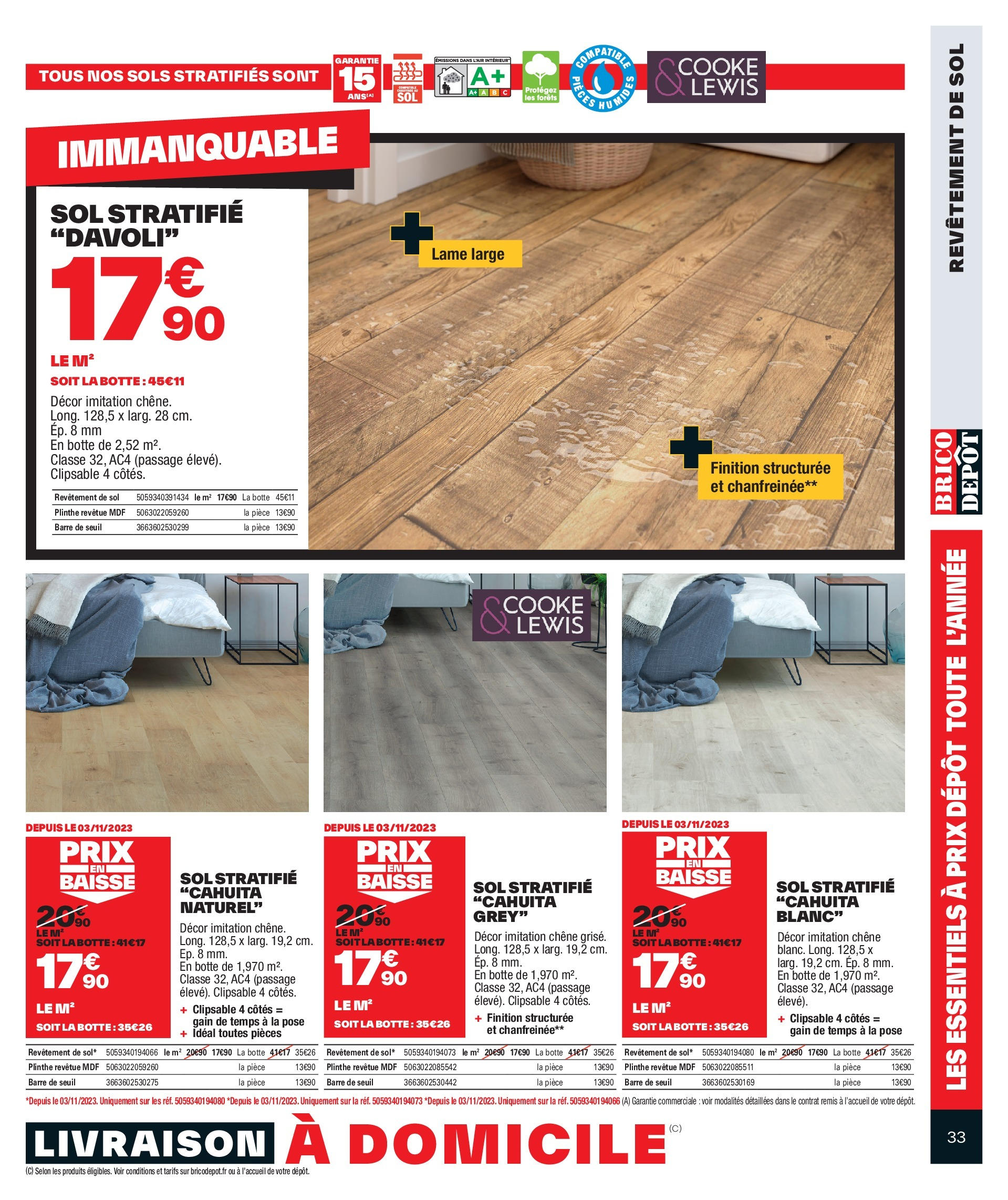 Brico Dépôt catalogue à partir du 17/11/2023 - promo en ligne | Page: 33 | Produits: Plinthe Brico Dépôt catalogue à partir du 17/11/2023 - promo en ligne | Page: 33 | Produits: Plinthe