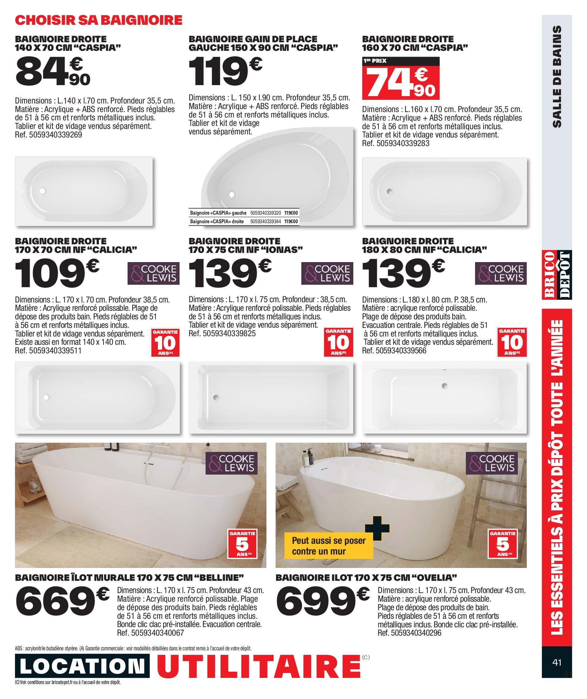 Brico Dépôt catalogue à partir du 17/11/2023 - promo en ligne | Page: 41 | Produits: Baignoire, Tablier Brico Dépôt catalogue à partir du 17/11/2023 - promo en ligne | Page: 41 | Produits: Baignoire, Tablier