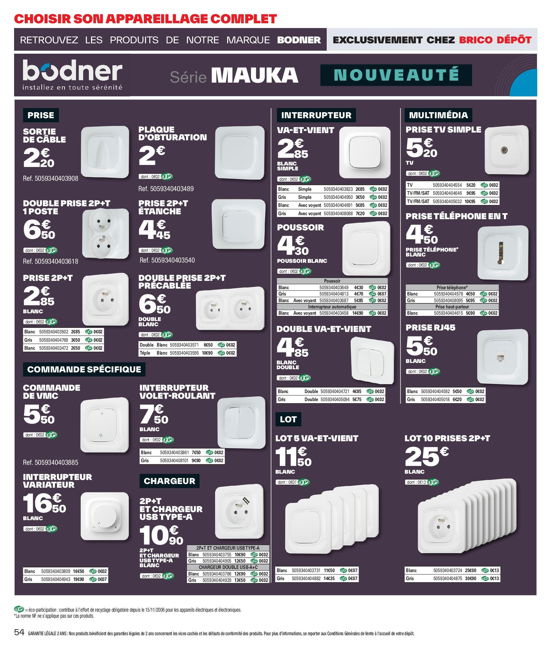 Brico Dépôt catalogue à partir du 17/11/2023 - promo en ligne | Page: 54 | Produits: Téléphone, Câble, USB, Interrupteur Brico Dépôt catalogue à partir du 17/11/2023 - promo en ligne | Page: 54 | Produits: Téléphone, Câble, USB, Interrupteur
