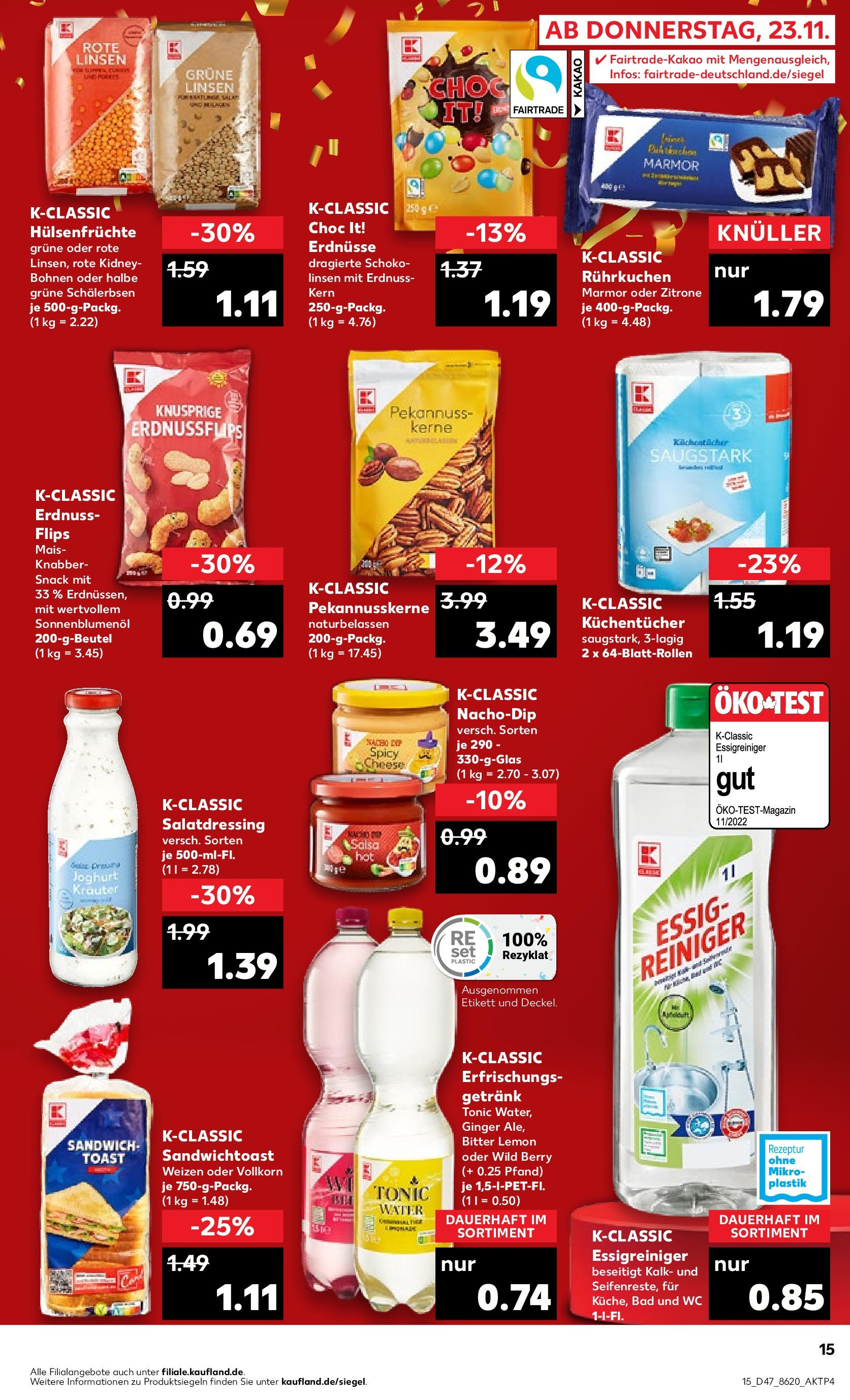 Kaufland - Nordrhein - Westfalen (ab 23.11.2023) » Angebote Online zum Blättern | Seite: 15 | Produkte: Zitrone, Salat, Erdnüsse, Joghurt