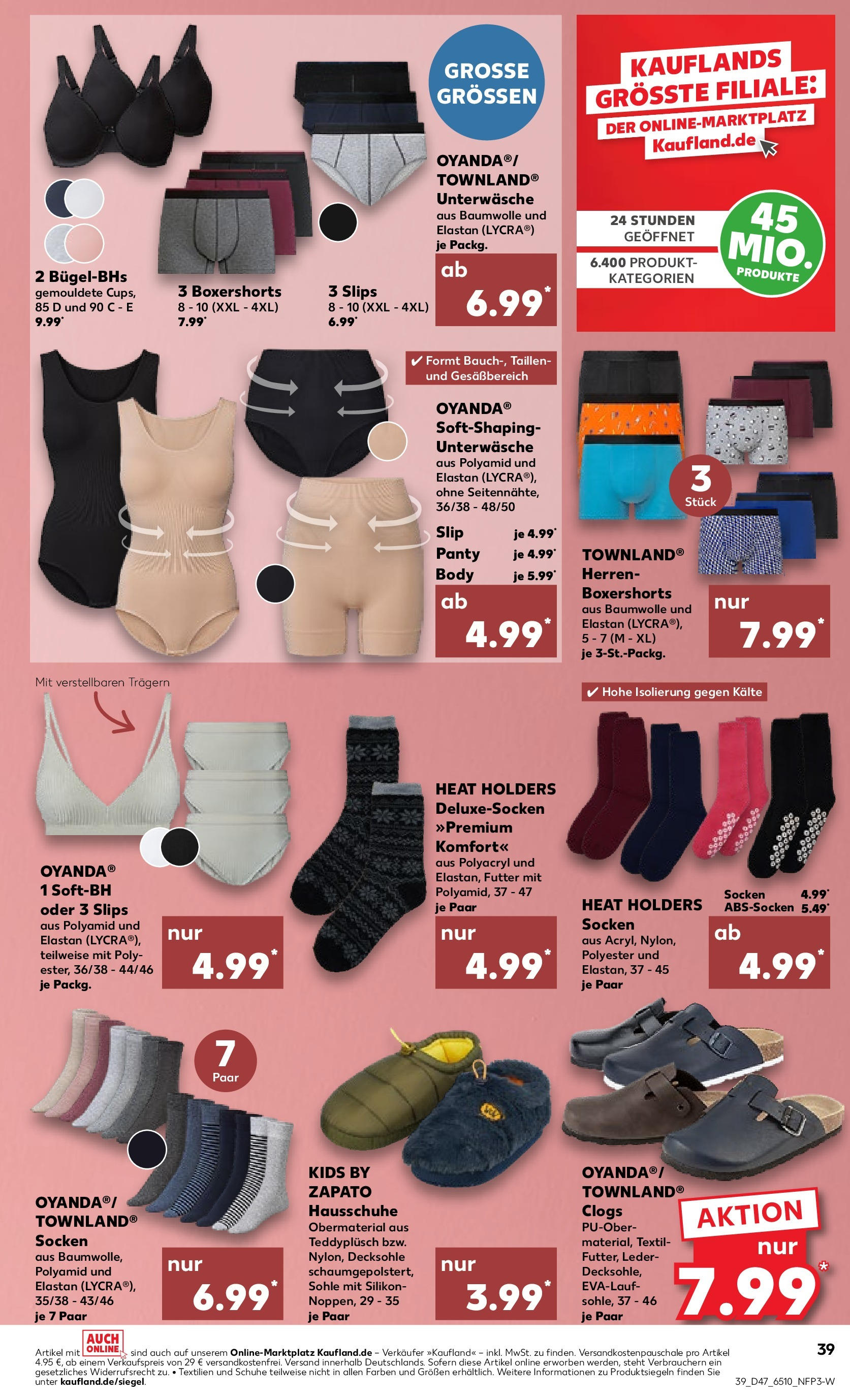Kaufland - Nordrhein - Westfalen (ab 23.11.2023) » Angebote Online zum Blättern | Seite: 39 | Produkte: Unterwäsche, Socken, Slip, Hausschuhe