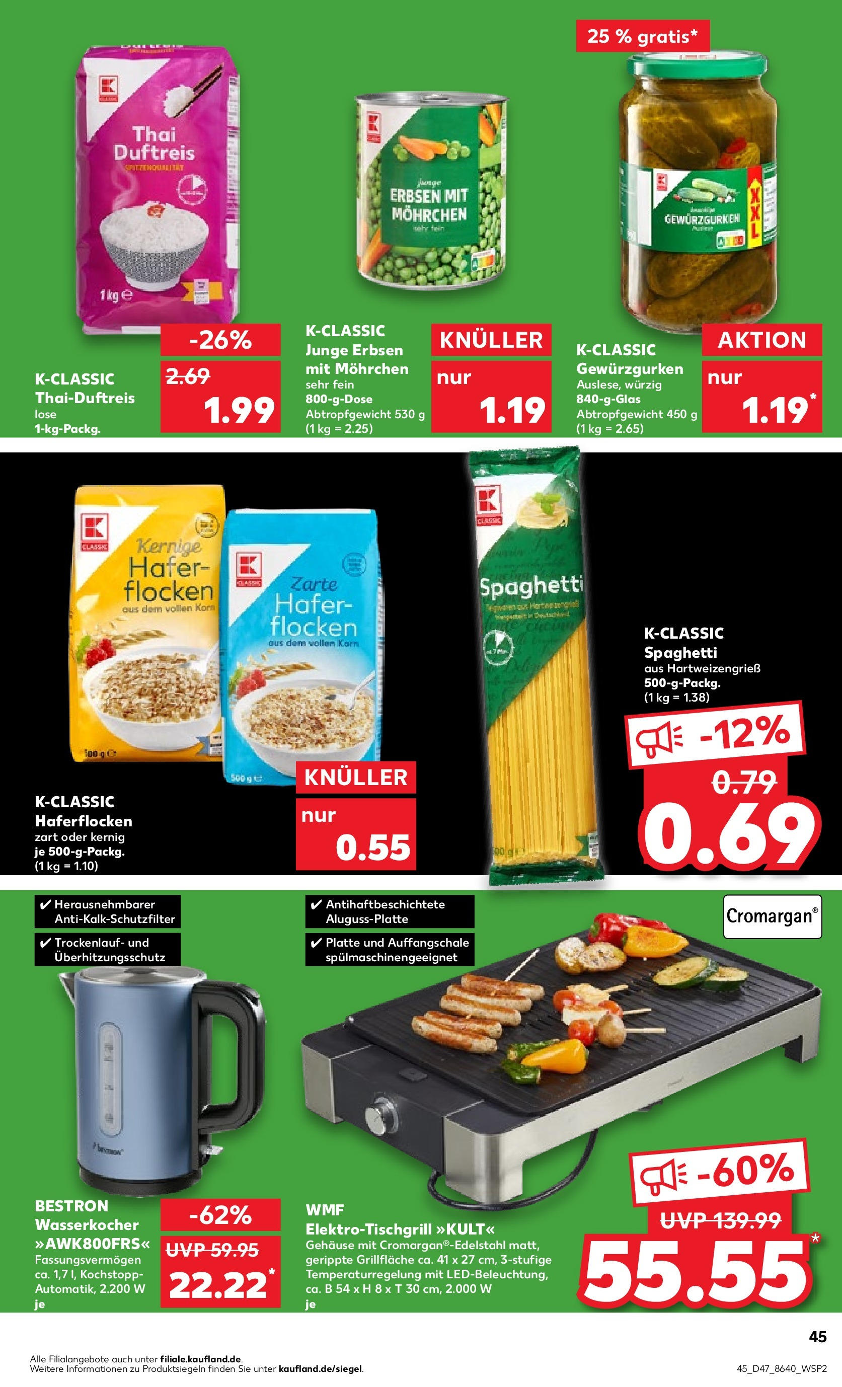 Kaufland - Nordrhein - Westfalen (ab 23.11.2023) » Angebote Online zum Blättern | Seite: 45 | Produkte: Flocken, Erbsen, Wasserkocher