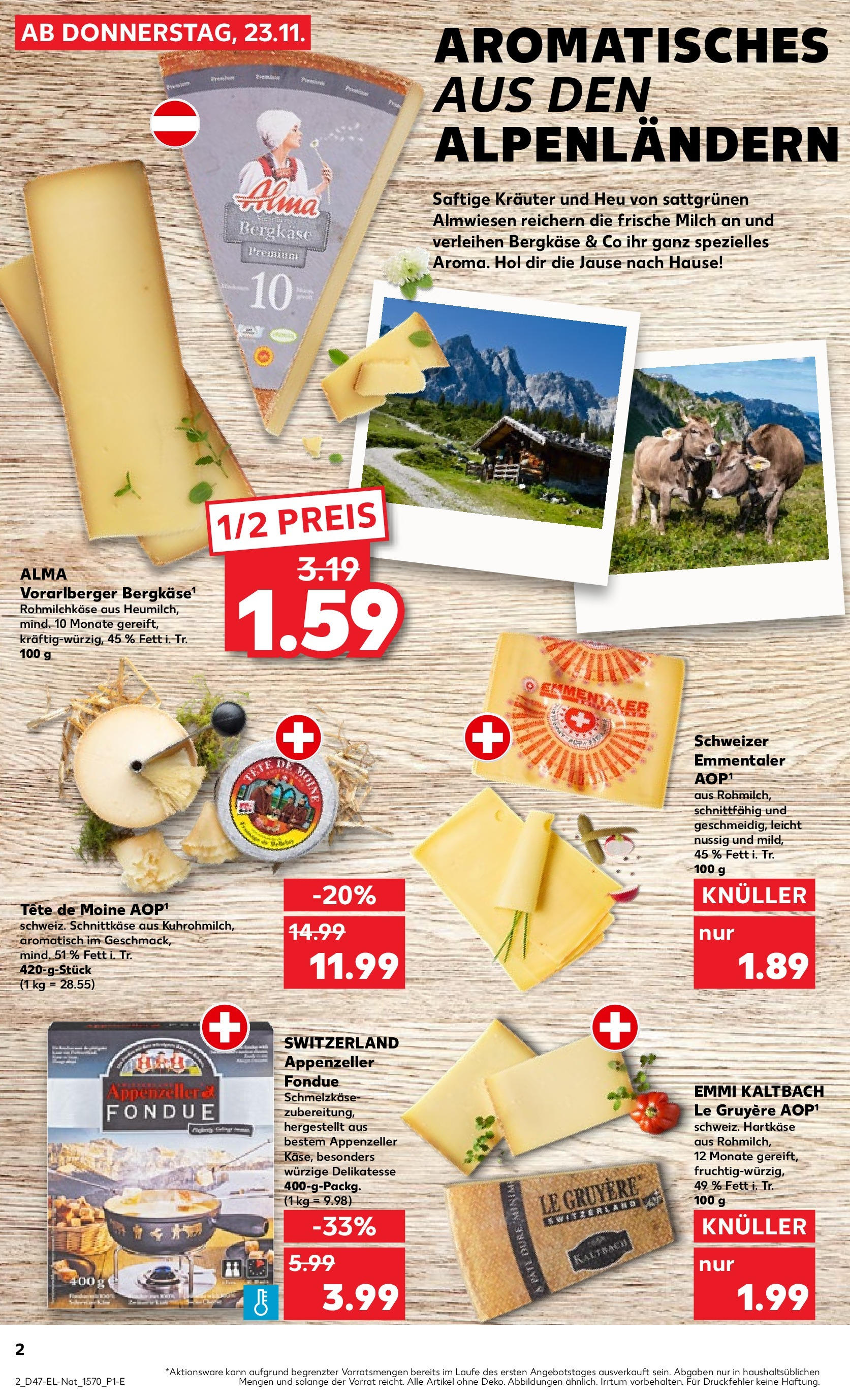 Kaufland - Nordrhein - Westfalen (ab 23.11.2023) » Angebote Online zum Blättern | Seite: 50 | Produkte: Fondue, Milch