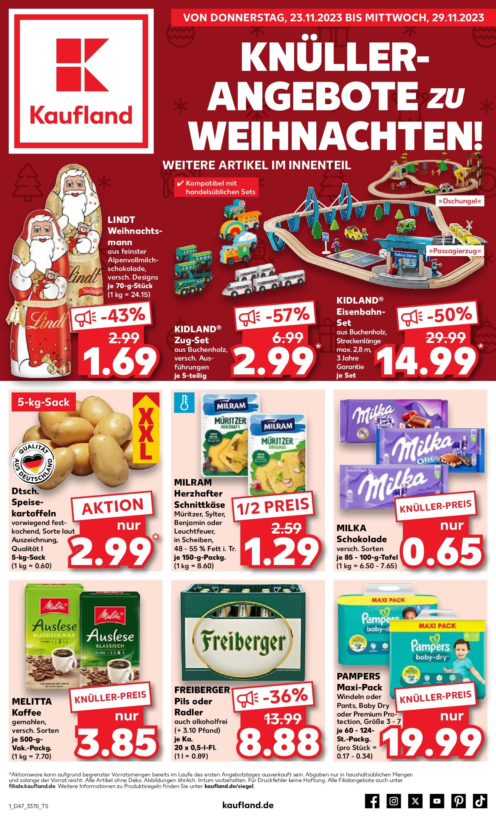 Kaufland - Brandenburg (ab 23.11.2023) » Angebote Online zum Blättern | Seite: 1 | Produkte: Kartoffeln, Pampers, Kaffee, Schokolade
