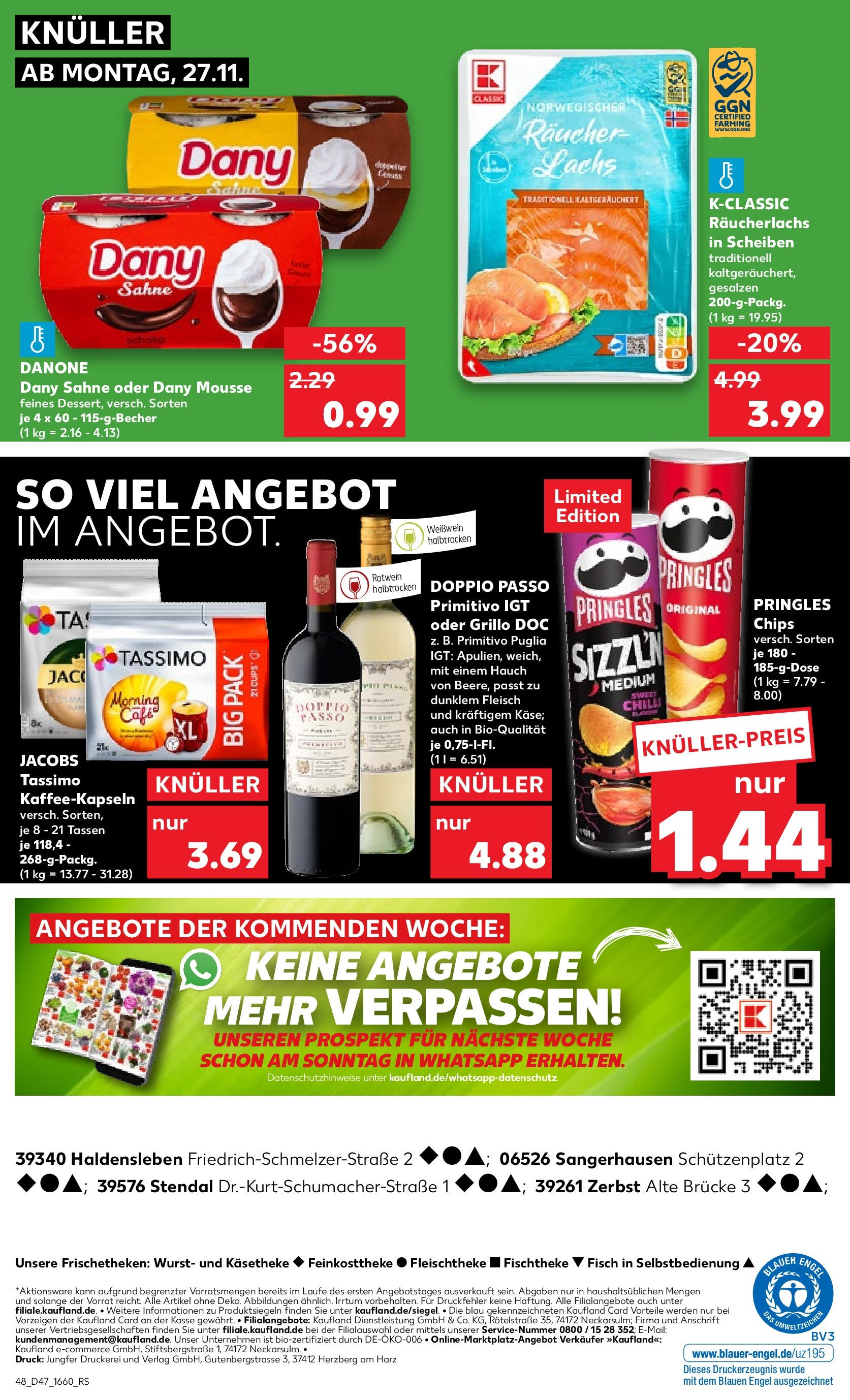 Kaufland - Sachsen-Anhalt (ab 23.11.2023) » Angebote Online zum Blättern | Seite: 48 | Produkte: Chips, Rotwein halbtrocken, Lachs, Räucherlachs