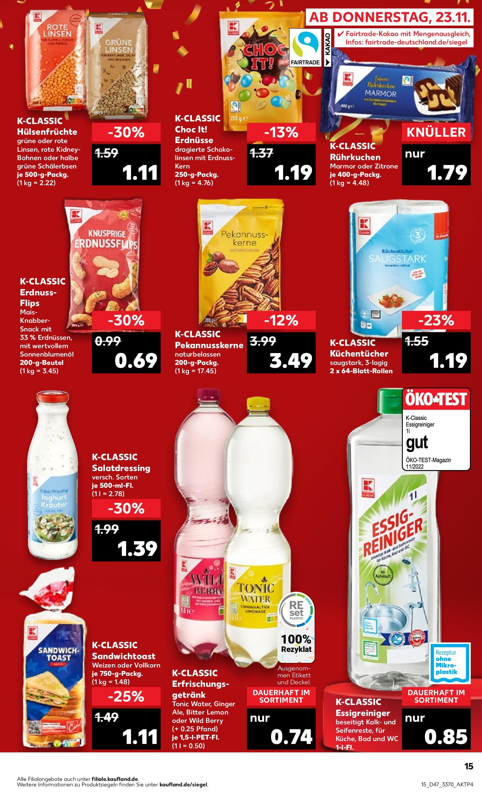 Kaufland - Berlin (ab 23.11.2023) » Angebote Online zum Blättern | Seite: 15 | Produkte: Zitrone, Salat, Erdnüsse, Joghurt