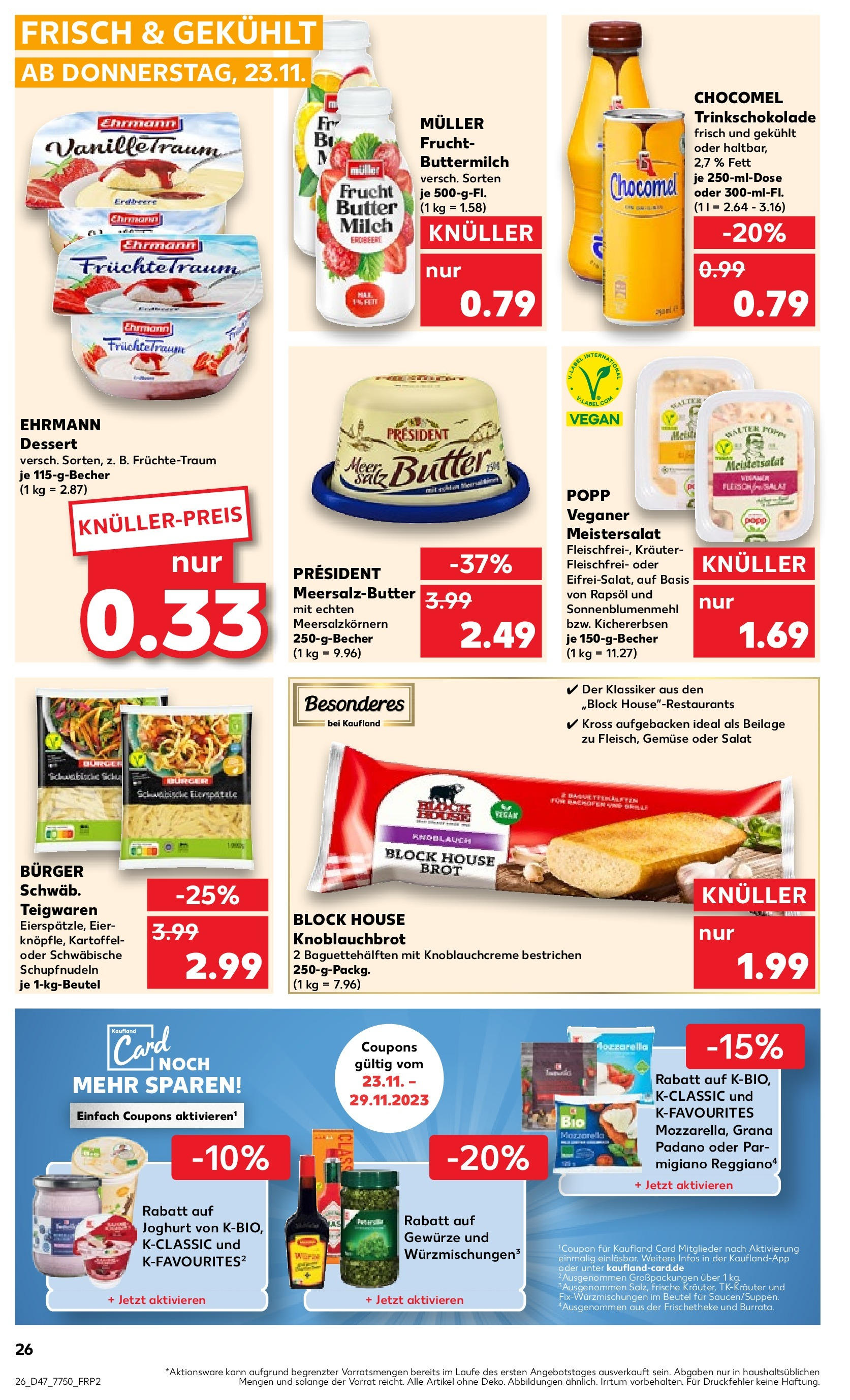 Kaufland - Rheinland-Pfalz (ab 23.11.2023) » Angebote Online zum Blättern | Seite: 26 | Produkte: Gemüse, Brot, Rapsöl, Burger