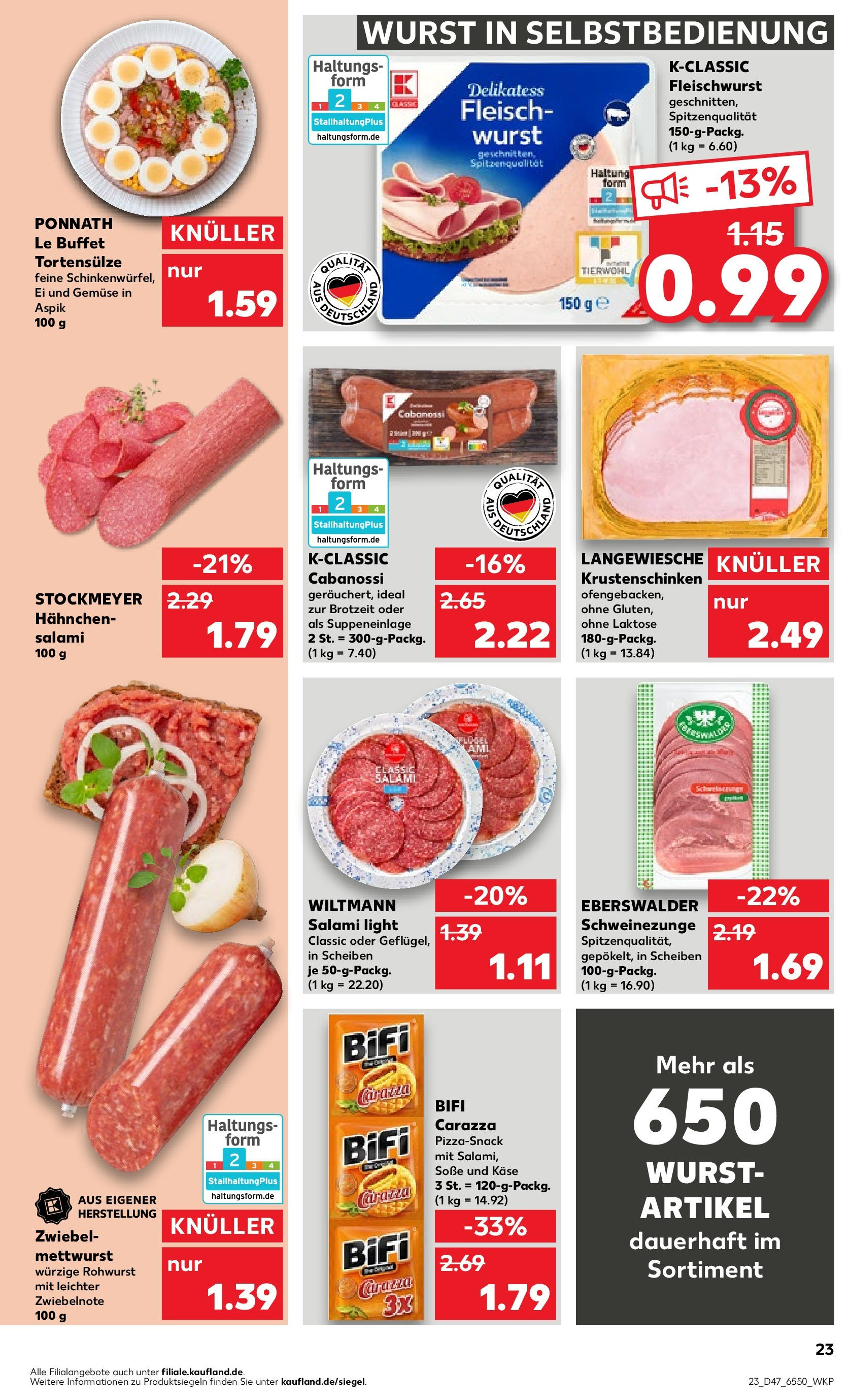 Kaufland - Bremen (ab 23.11.2023) » Angebote Online zum Blättern | Seite: 23 | Produkte: Gemüse, Wurst, Salami, Schinken