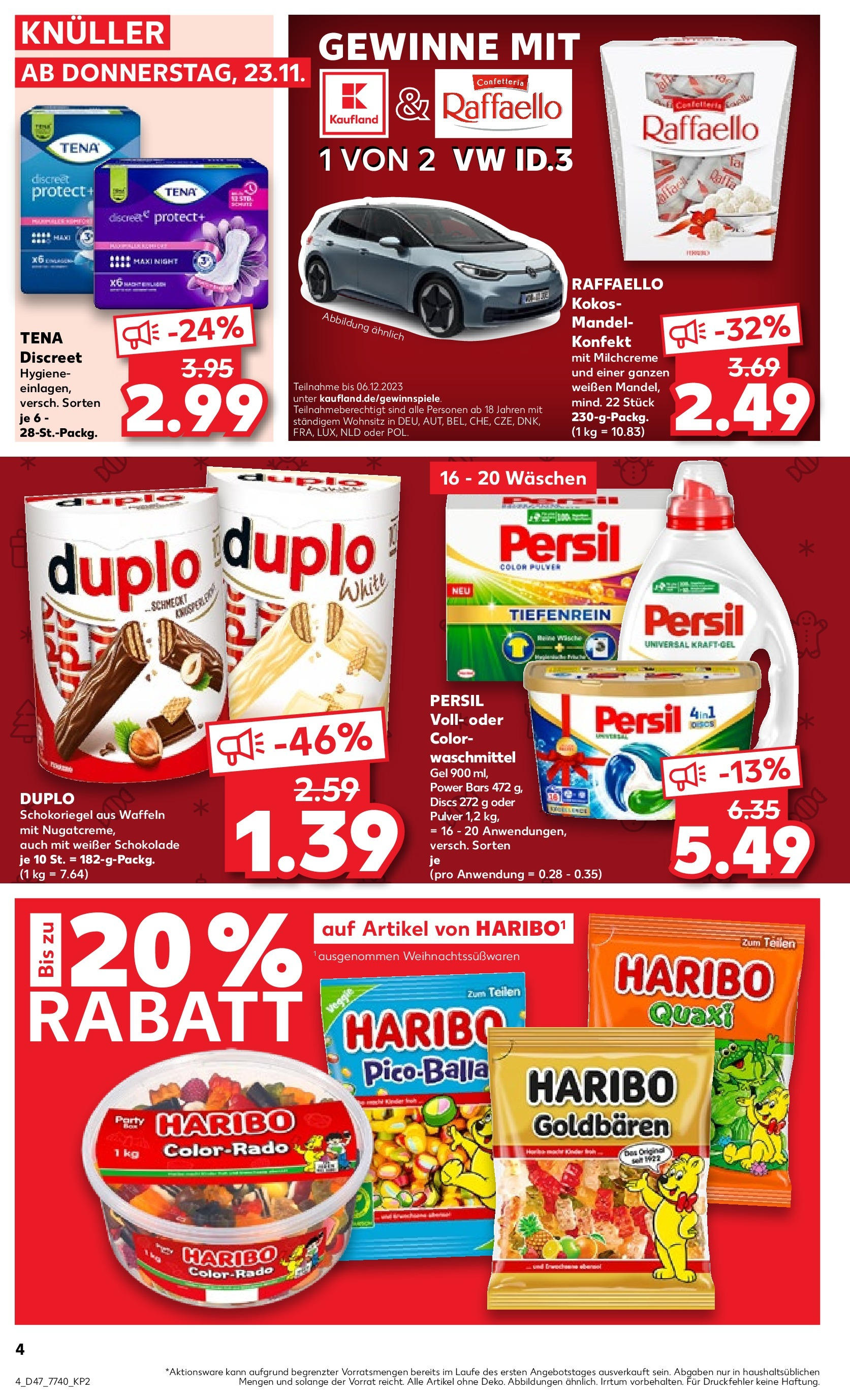 Kaufland - Rheinland-Pfalz (ab 23.11.2023) » Angebote Online zum Blättern | Seite: 4 | Produkte: Waschmittel, Waffeln, Schokolade