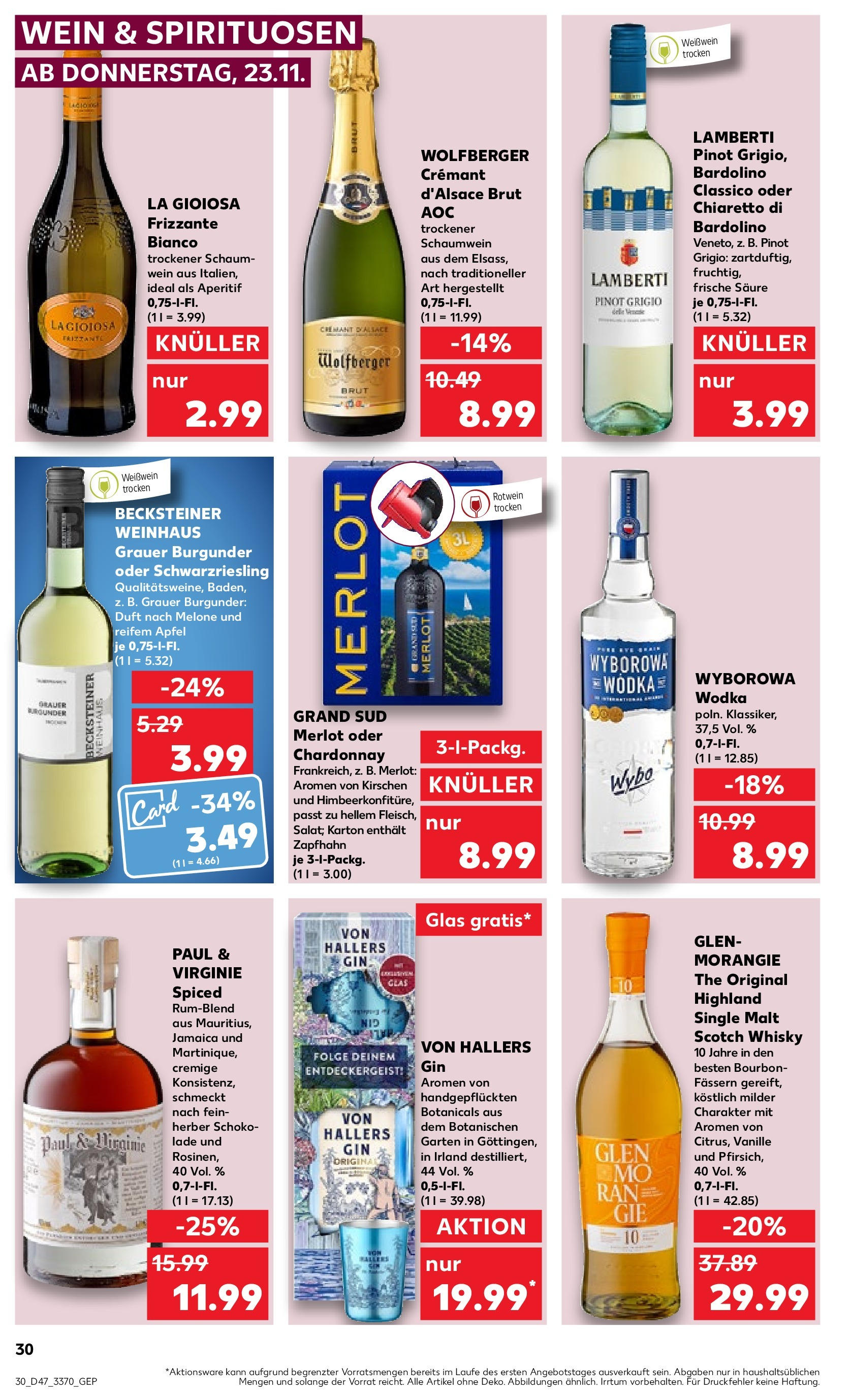 Kaufland - Brandenburg (ab 23.11.2023) » Angebote Online zum Blättern | Seite: 30 | Produkte: Äpfel, Duft, Weißwein trocken, Kirschen