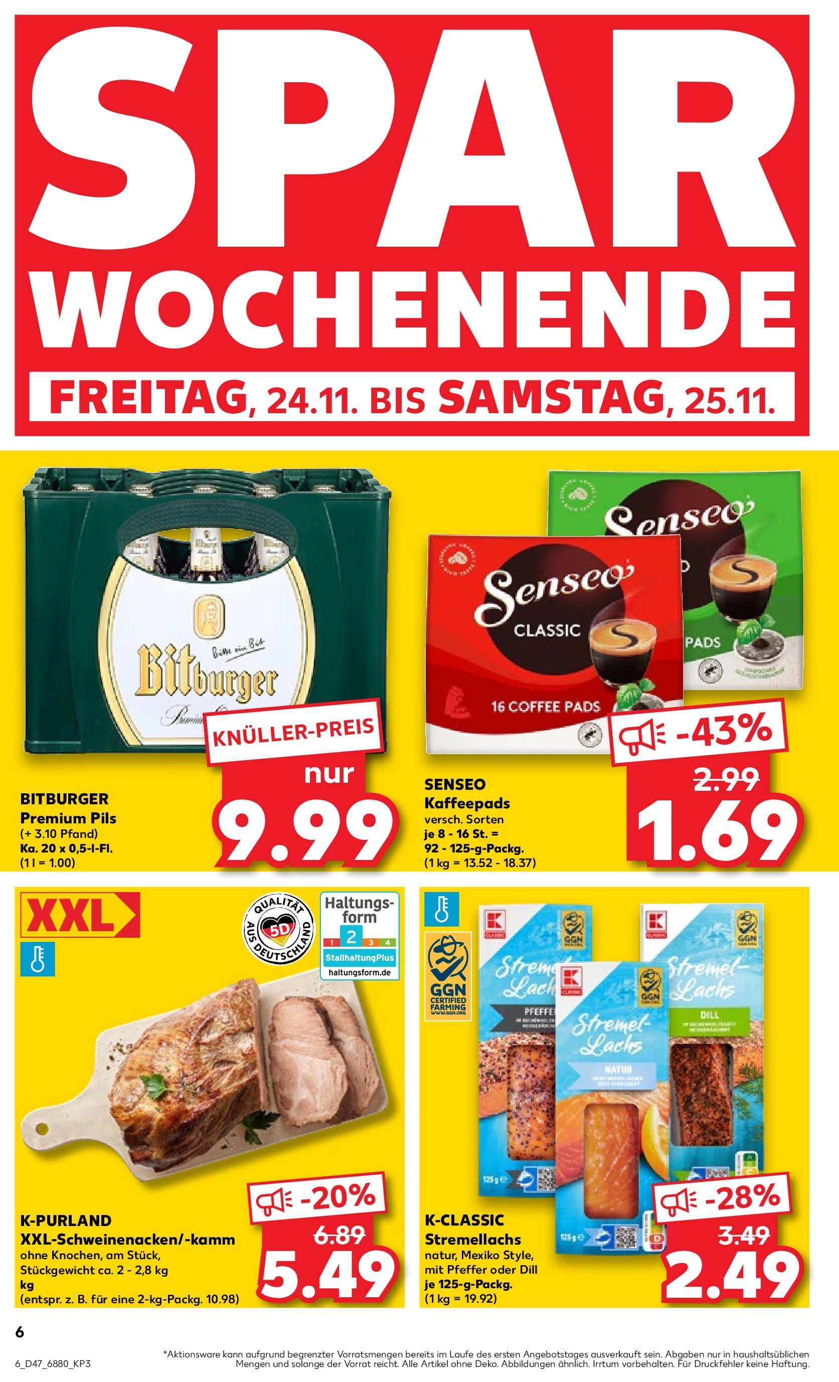 Kaufland - Saarland (ab 23.11.2023) » Angebote Online zum Blättern | Seite: 6 | Produkte: Pfeffer, Dill, Pils, Lachs
