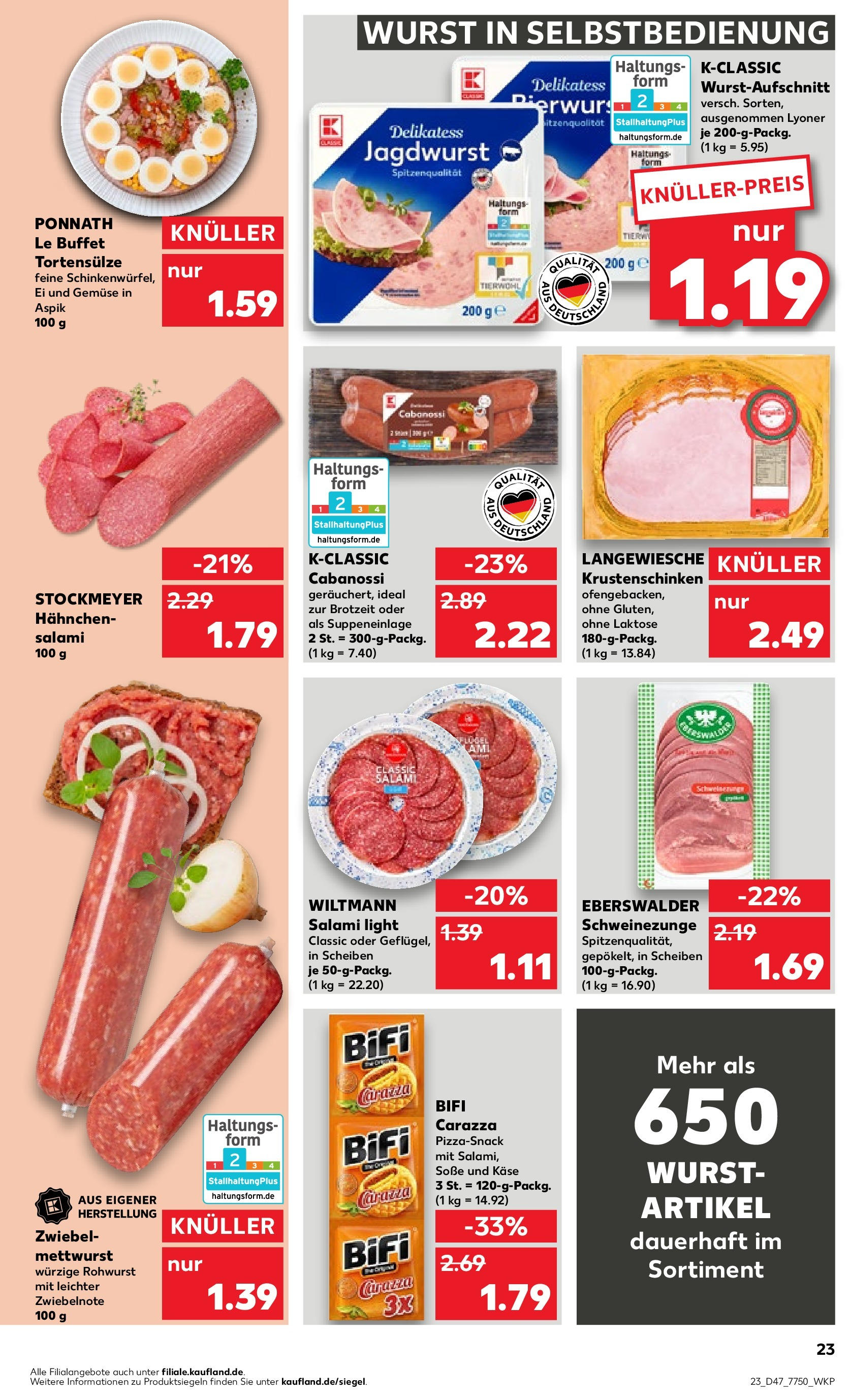 Kaufland - Rheinland-Pfalz (ab 23.11.2023) » Angebote Online zum Blättern | Seite: 23 | Produkte: Gemüse, Soße, Salami, Käse